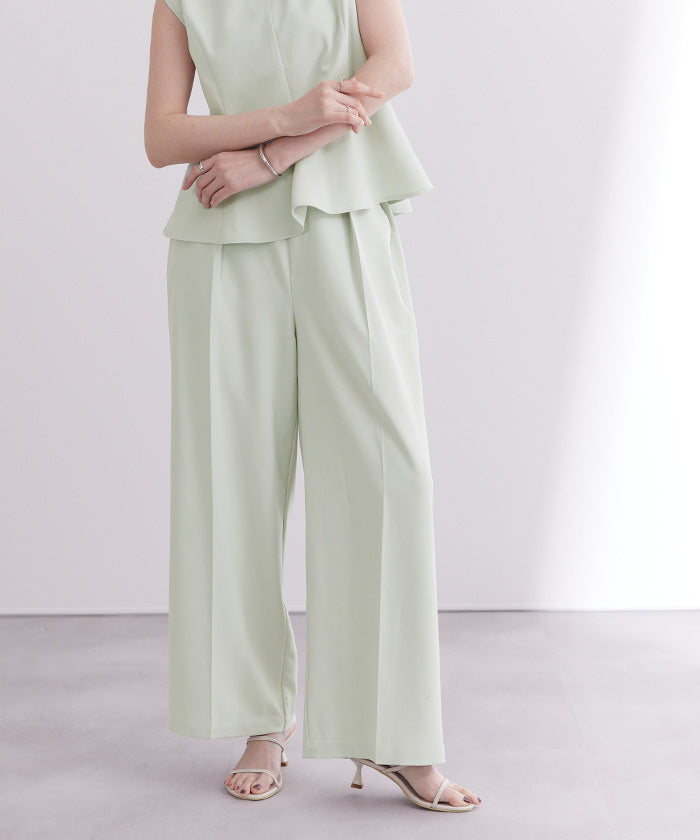 ユアーズ ur's 美シルエットリラックスワイドパンツ (ホワイト) ホワイト