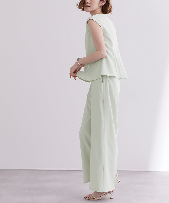 ユアーズ ur's 美シルエットリラックスワイドパンツ (ホワイト) ホワイト