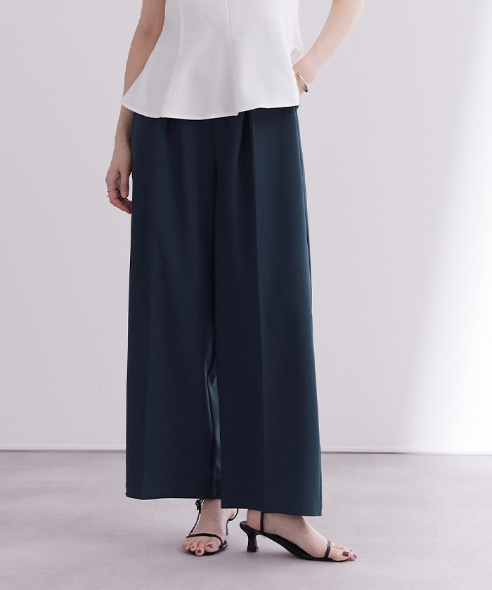 ユアーズ ur's 美シルエットリラックスワイドパンツ (ホワイト) ホワイト