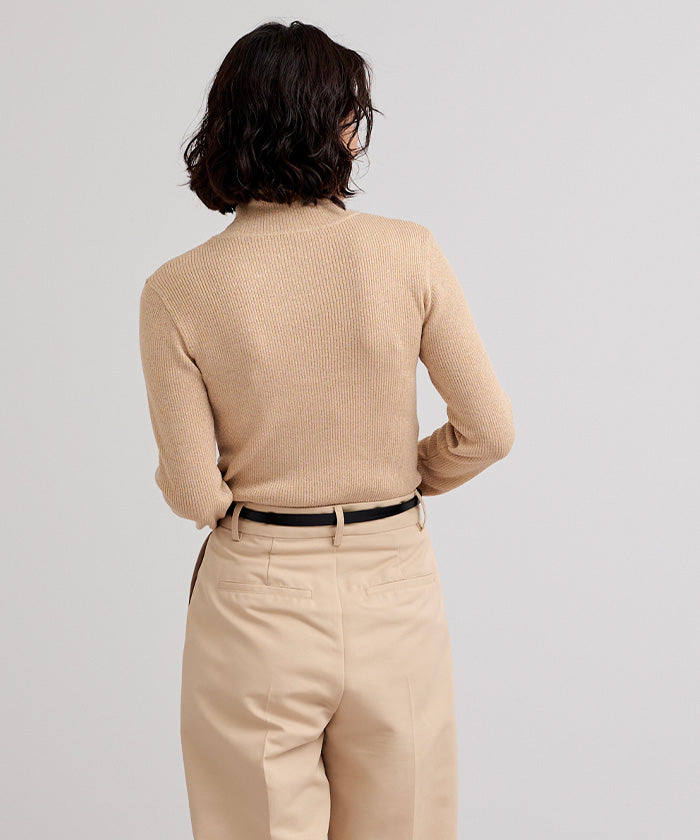 ユアーズ ur's ウールブレンドハイネックリブニット (ベージュ) ベージュ