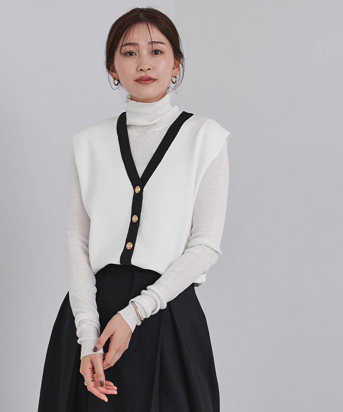 ユアーズ ur's ウールブレンドハイネックリブニット (ベージュ) ベージュ