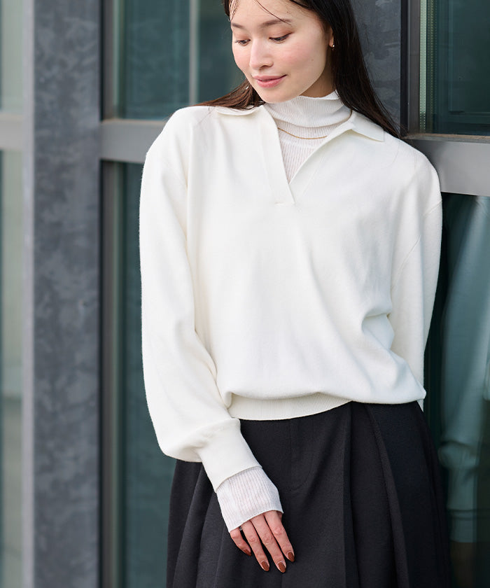 ユアーズ ur's ウールブレンドハイネックリブニット (ベージュ) ベージュ