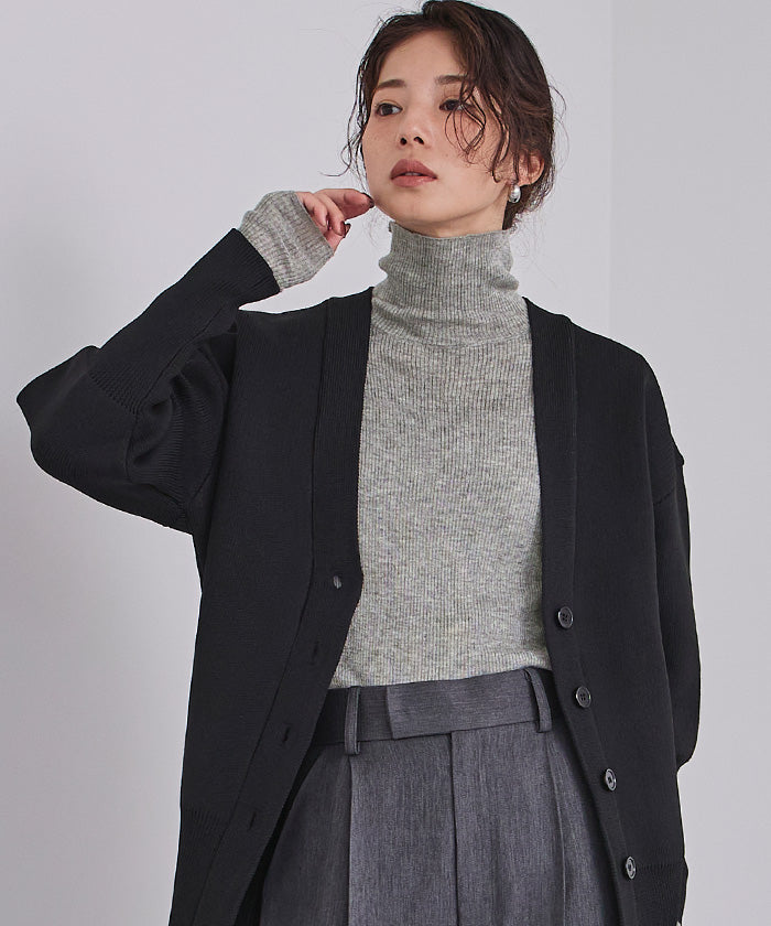 ユアーズ ur's ウールブレンドハイネックリブニット (ベージュ) ベージュ