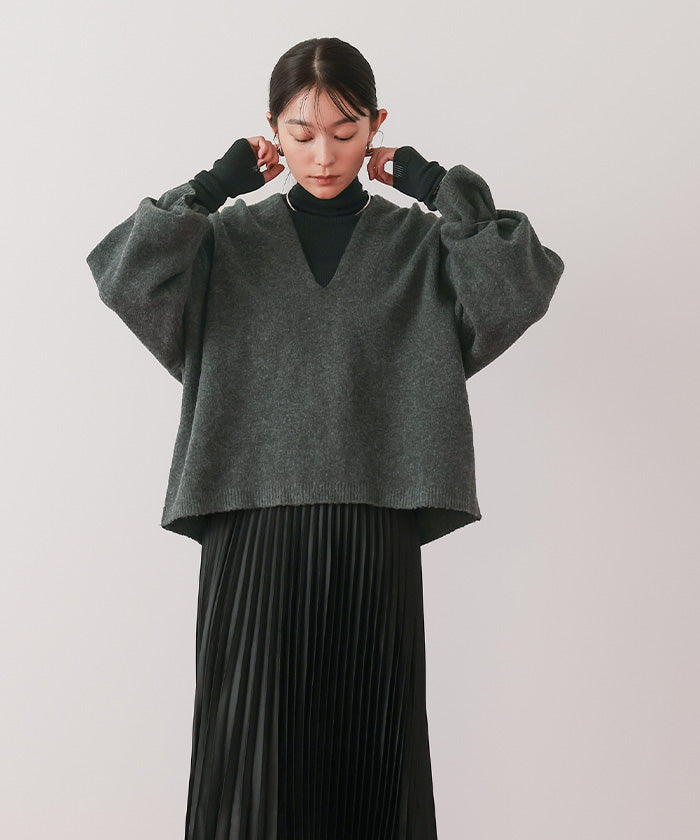 ユアーズ ur's ウールブレンドハイネックリブニット (ベージュ) ベージュ