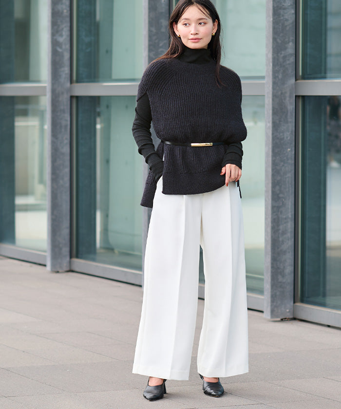 ユアーズ ur's ウールブレンドハイネックリブニット (ベージュ) ベージュ