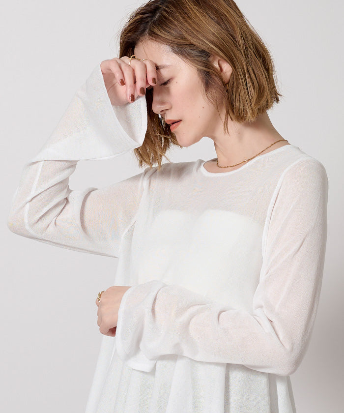 ユアーズ ur's シアーペプラムニット (ホワイト) ホワイト