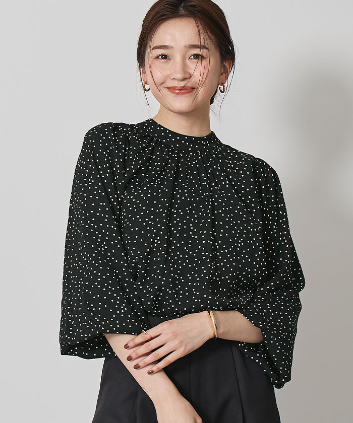 ユアーズ ur's 前後2wayゴールド釦ギャザーブラウス (ホワイト) ホワイト