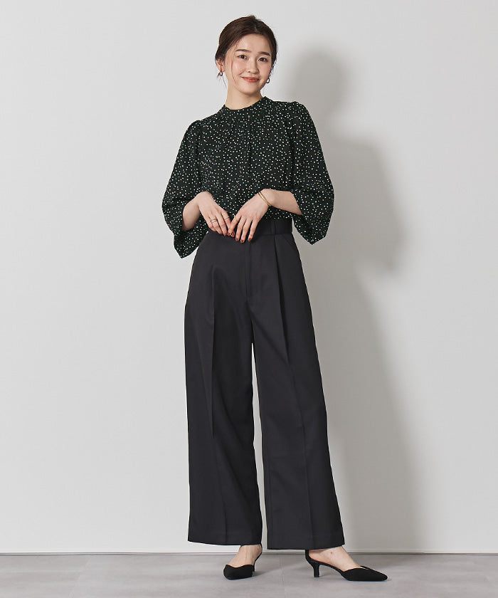 ユアーズ ur's 前後2wayゴールド釦ギャザーブラウス (ホワイト) ホワイト