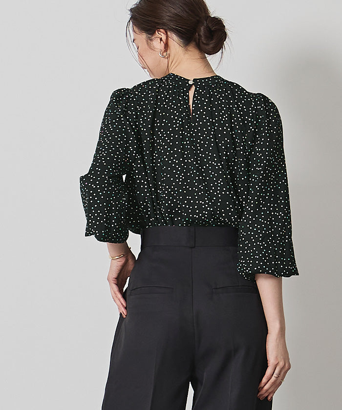 ユアーズ ur's 前後2wayゴールド釦ギャザーブラウス (ホワイト) ホワイト