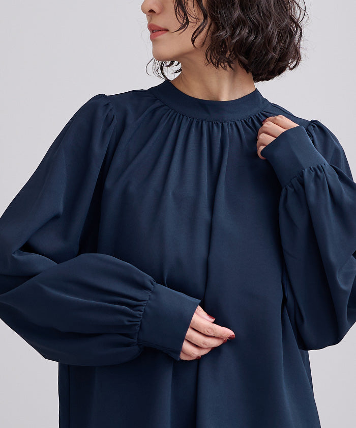 ユアーズ ur's 前後2wayゴールド釦ギャザーブラウス (ホワイト) ホワイト