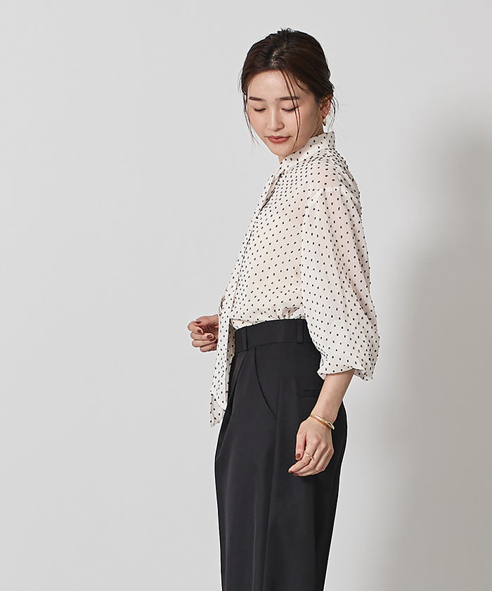 ユアーズ ur's シアードビードットボウタイブラウス (ブラック) ブラック