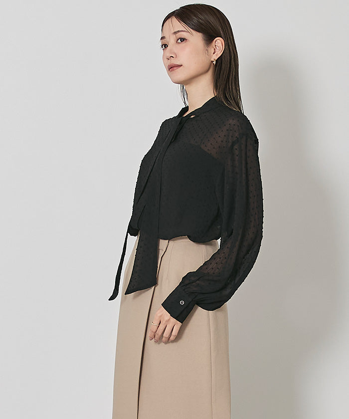 ユアーズ ur's シアードビードットボウタイブラウス (ブラック) ブラック