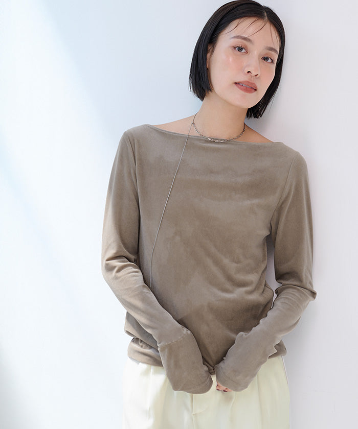 ユアーズ ur's 2wayボートネックベロアトップス (モカ) モカ