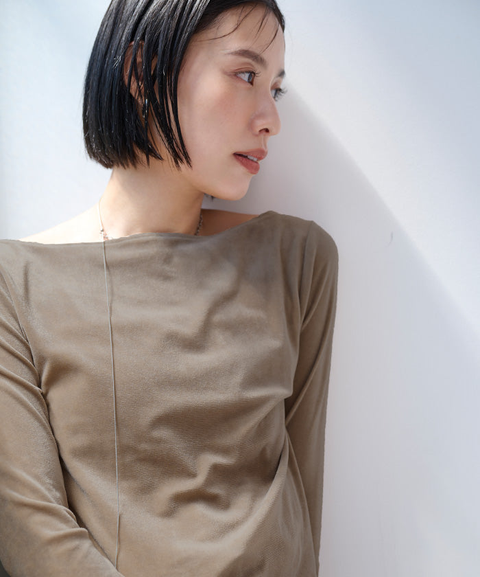 ユアーズ ur's 2wayボートネックベロアトップス (モカ) モカ