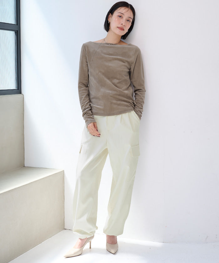 ユアーズ ur's 2wayボートネックベロアトップス (モカ) モカ