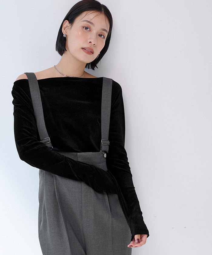 ユアーズ ur's 2wayボートネックベロアトップス (モカ) モカ