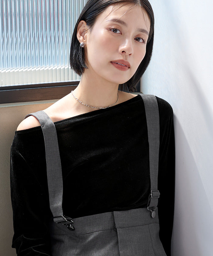 ユアーズ ur's 2wayボートネックベロアトップス (モカ) モカ