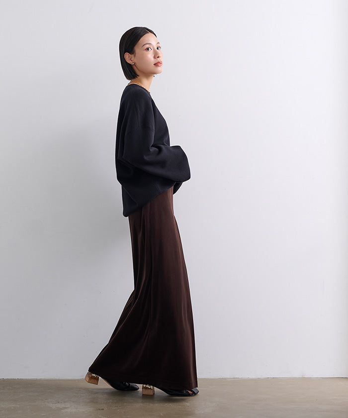 ユアーズ ur's フロントボックスタックベロアスカート (ブラック) ブラック