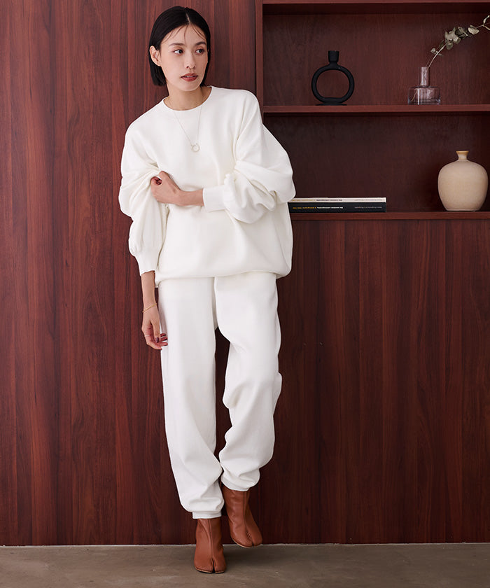 ユアーズ ur's スウェットライクニットジョガーパンツ (ブラック) ブラック