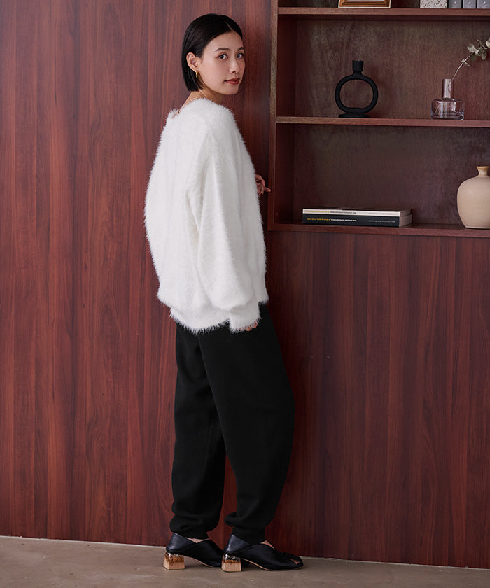 ユアーズ ur's スウェットライクニットジョガーパンツ (ブラック) ブラック