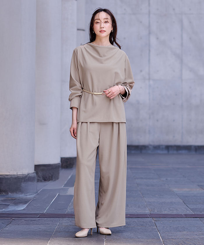 ユアーズ ur's 楽きちんとみえ/着痩せワイドパンツ (モカ) モカ