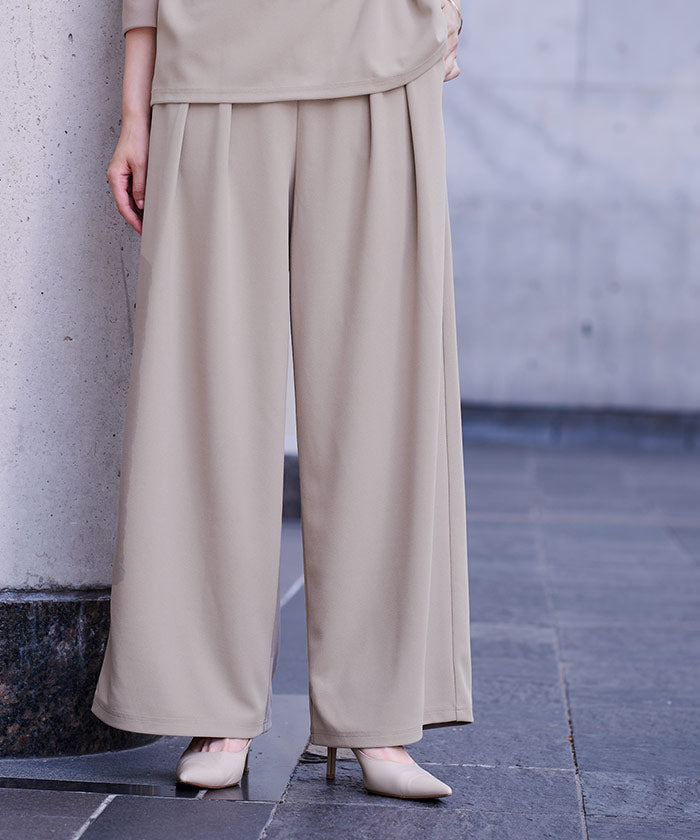 ユアーズ ur's 楽きちんとみえ/着痩せワイドパンツ (モカ) モカ