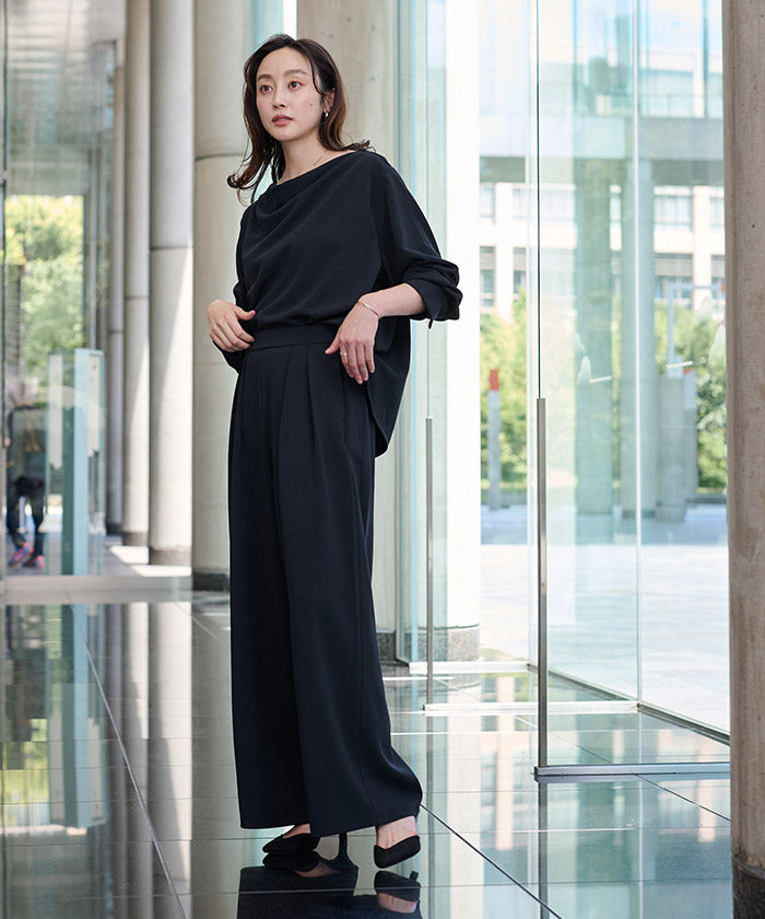 ユアーズ ur's 楽きちんとみえ/着痩せワイドパンツ (モカ) モカ