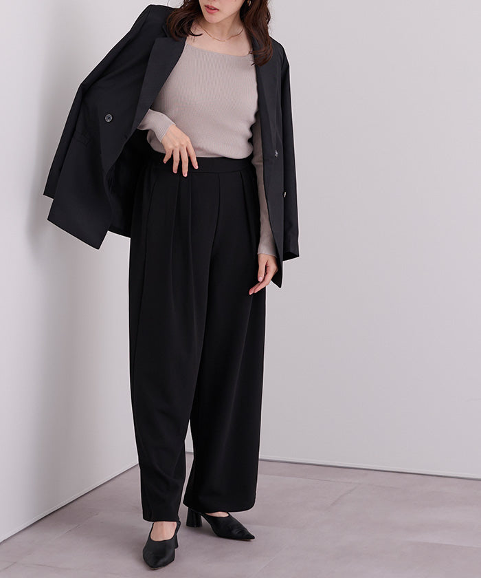 ユアーズ ur's 楽きちんとみえ/着痩せワイドパンツ (モカ) モカ