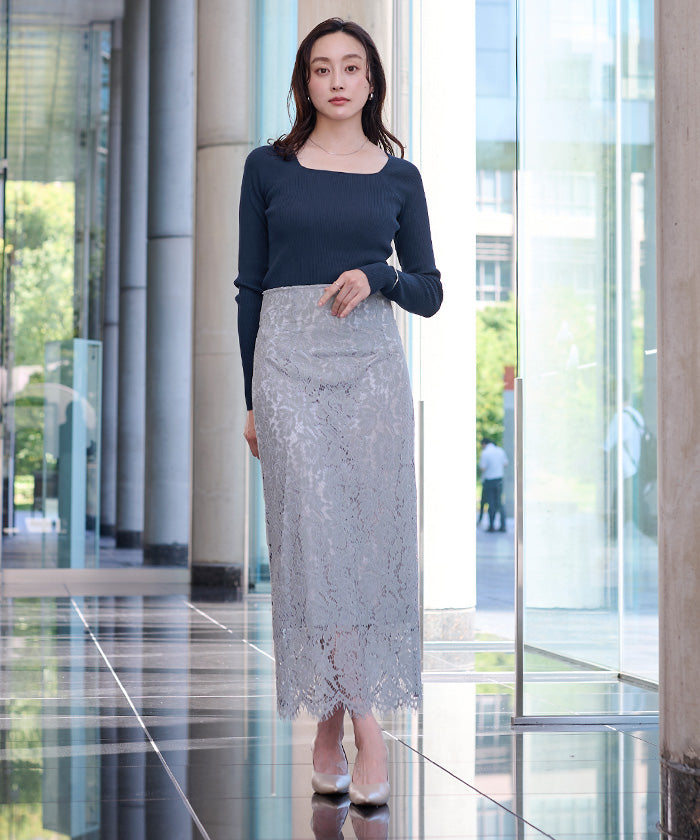 ユアーズ ur's スクエアネックラグランスリーブリブニット (ブラウン) ブラウン