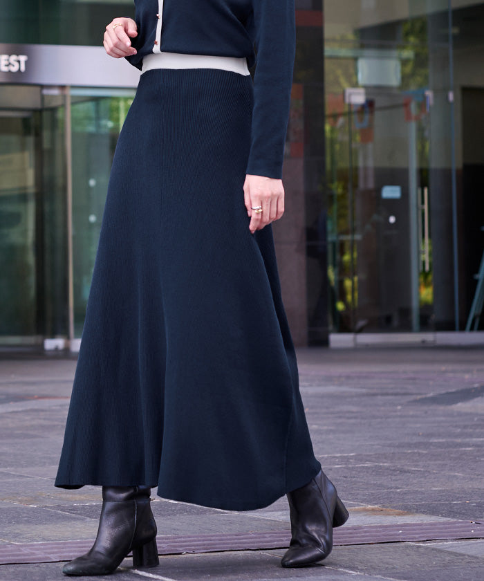 ユアーズ ur's バイカラーポケットデザインニットワンピース (ネイビー) ネイビー