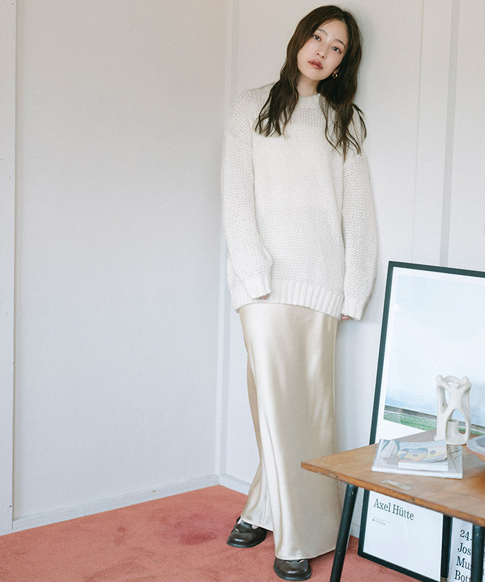 ユアーズ ur's オーバーサイズローゲージニット (ブラック) ブラック