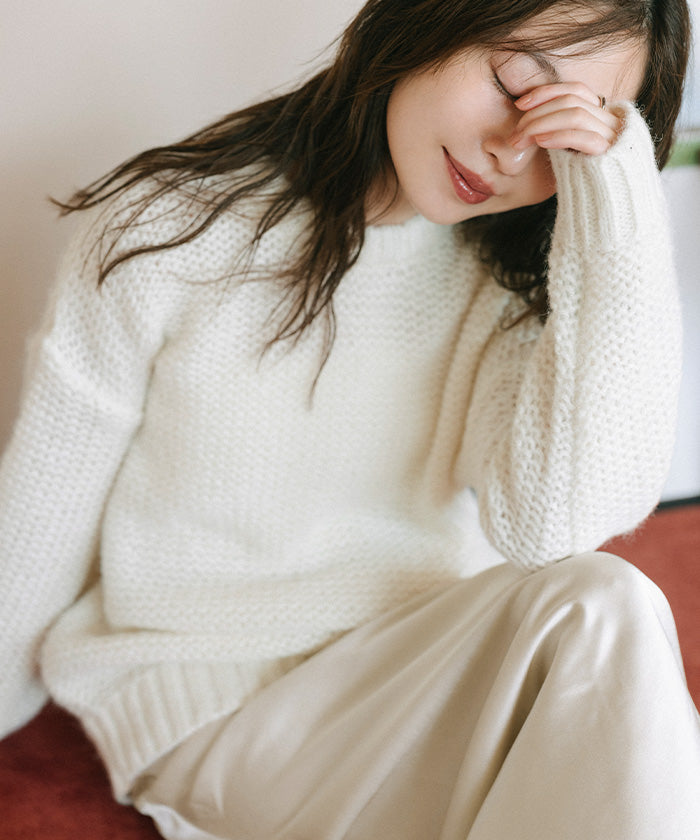 ユアーズ ur's オーバーサイズローゲージニット (ブラック) ブラック