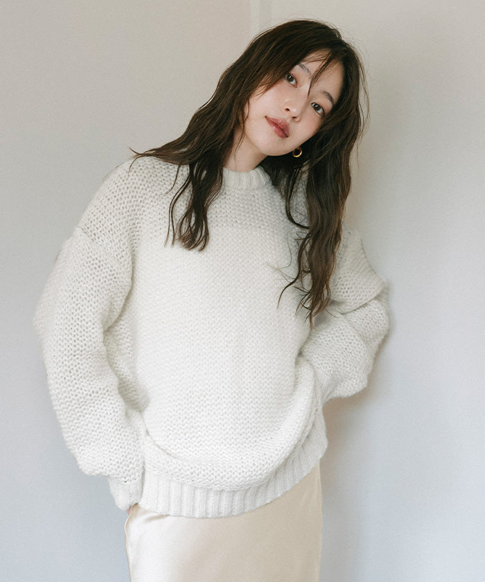 ユアーズ ur's オーバーサイズローゲージニット (ブラック) ブラック