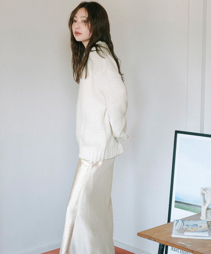 ユアーズ ur's オーバーサイズローゲージニット (ブラック) ブラック