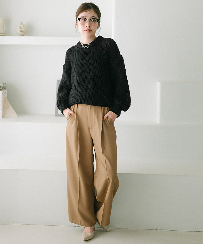 ユアーズ ur's オーバーサイズローゲージニット (ブラック) ブラック