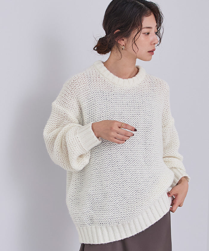 ユアーズ ur's オーバーサイズローゲージニット (ブラック) ブラック