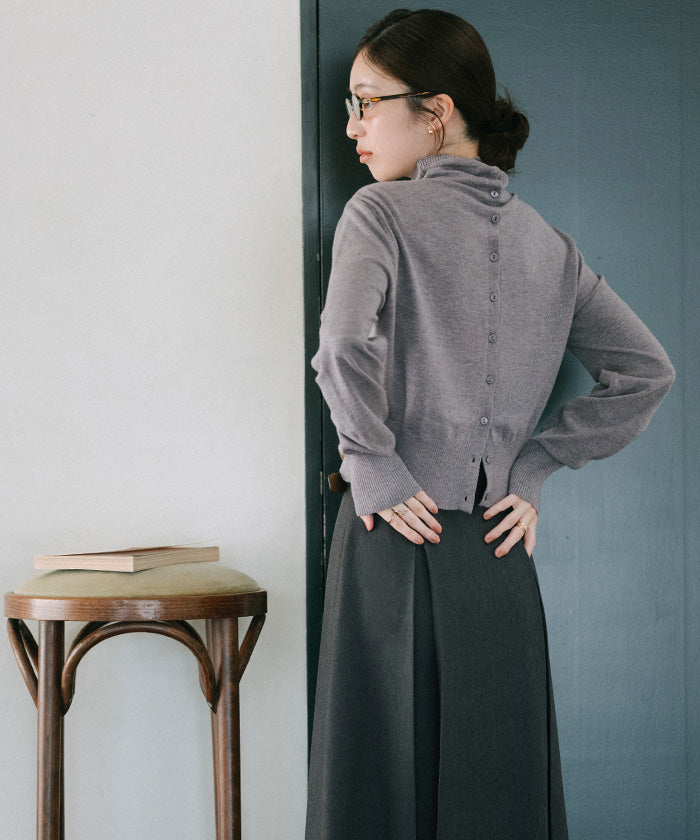 ユアーズ ur's 2way襟クロップドニットカーディガン (ブラック) ブラック