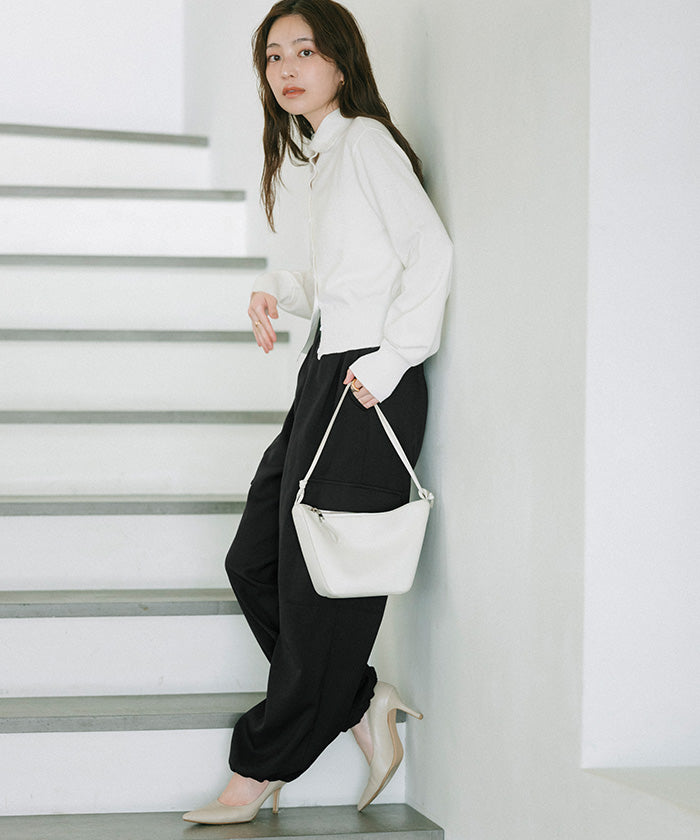 ユアーズ ur's 2way襟クロップドニットカーディガン (ブラック) ブラック