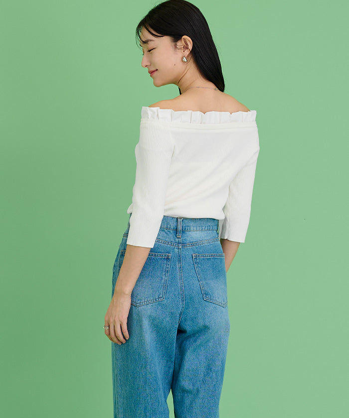 ユアーズ ur's 2wayフリルネックニット (ブラック) ブラック