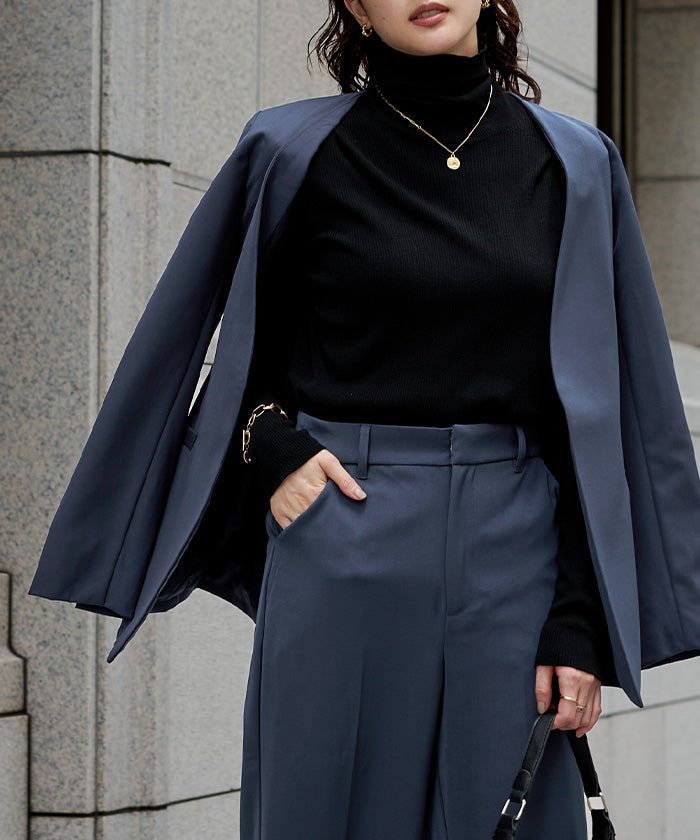 ユアーズ ur's ベルト付ノーカラージャケット (グレージュ) グレージュ