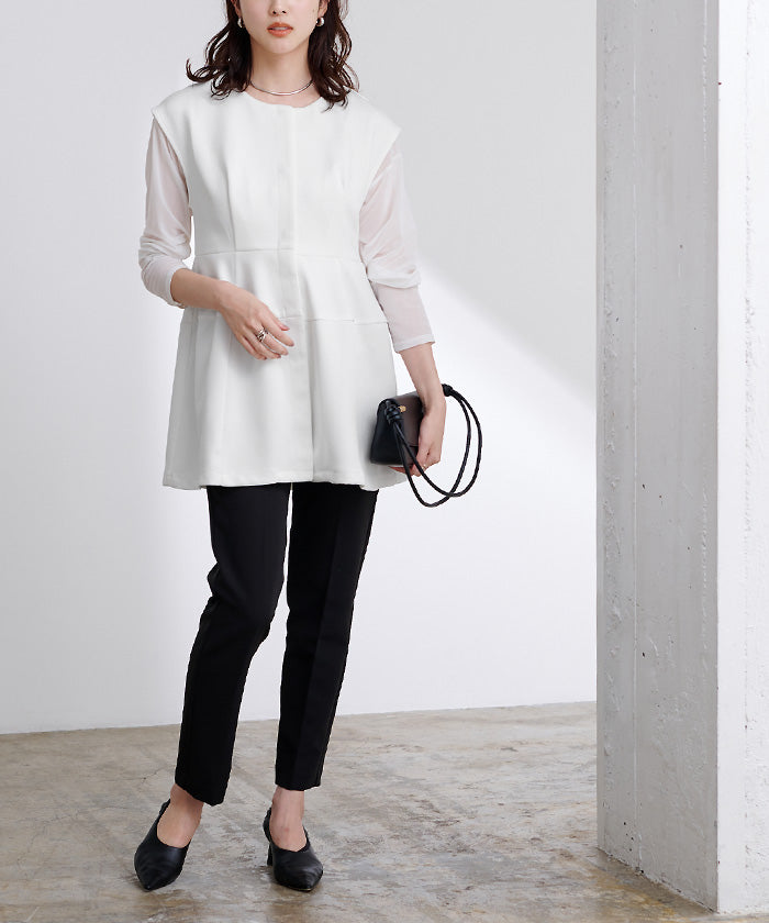 ユアーズ ur's ボンディングペプラムトップス/ジレ