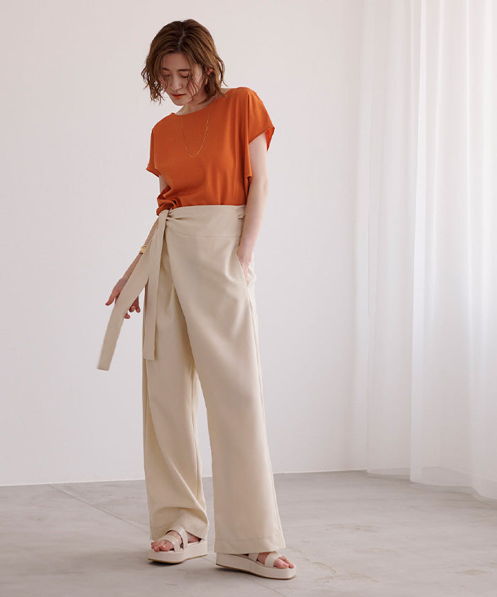 ユアーズ ur's リネンブレンドコクーンシルエットトップス (ブラック) ブラック