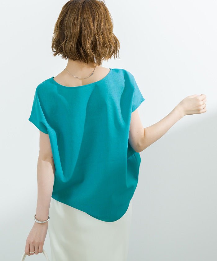 ユアーズ ur's リネンブレンドコクーンシルエットトップス (ブラック) ブラック