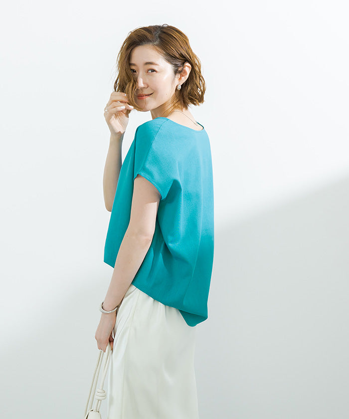 ユアーズ ur's リネンブレンドコクーンシルエットトップス (ブラック) ブラック