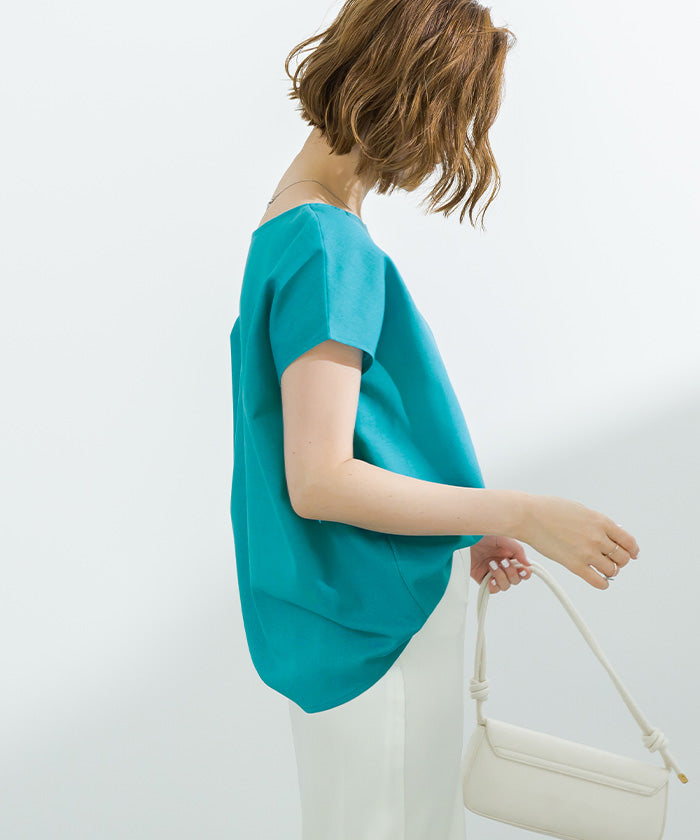 ユアーズ ur's リネンブレンドコクーンシルエットトップス (ブラック) ブラック