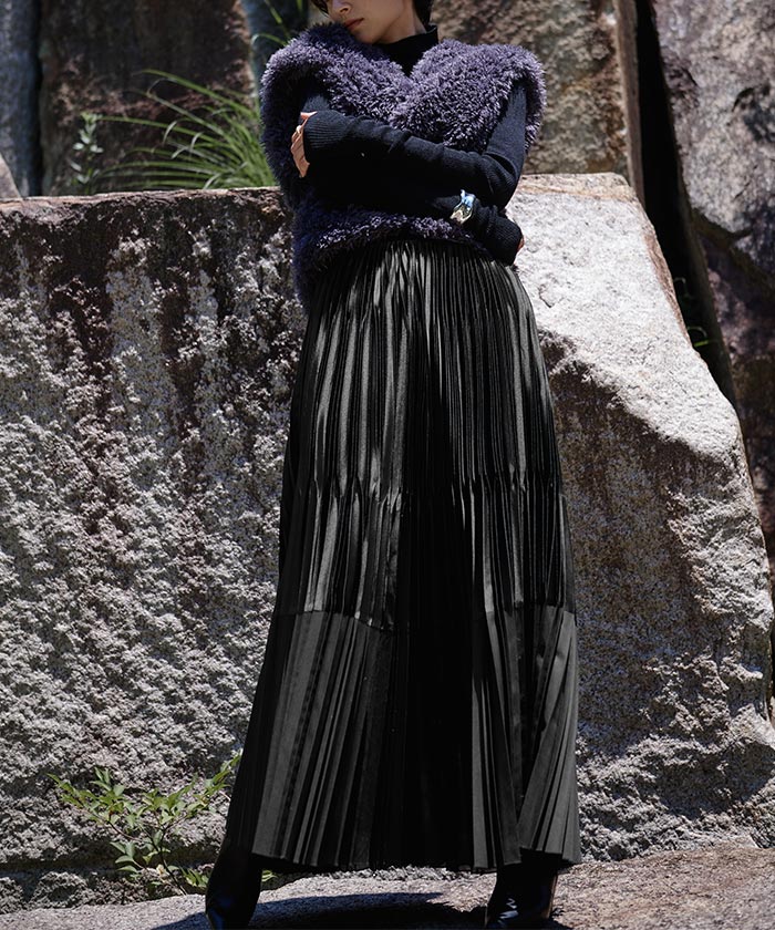 ur's ur's sheer deformed pleated skirt