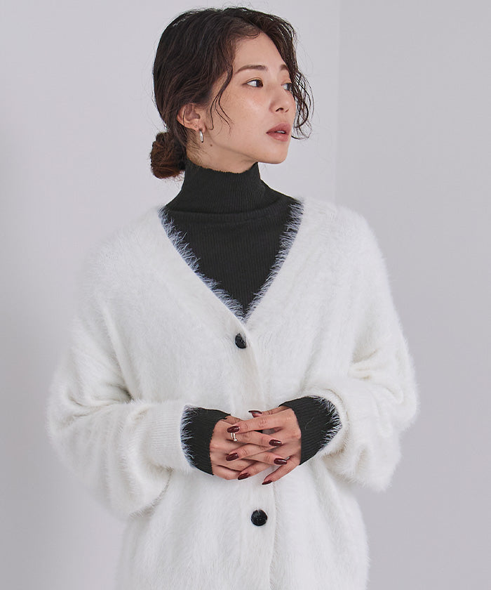 ユアーズ ur's ウールブレンドハイネックリブニット (ブラック) ブラック