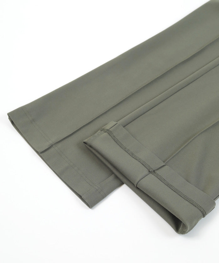 ユアーズ ur's センターピンタックフレアパンツ (カーキ) カーキ