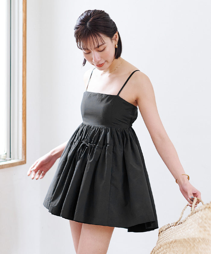 ユアーズ ur's カップ付撥水フレアキャミソール/ラッシュガード (ブラック) ブラック