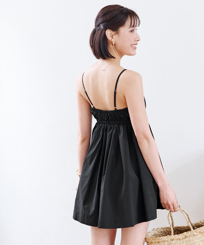 ユアーズ ur's カップ付撥水フレアキャミソール/ラッシュガード (ブラック) ブラック